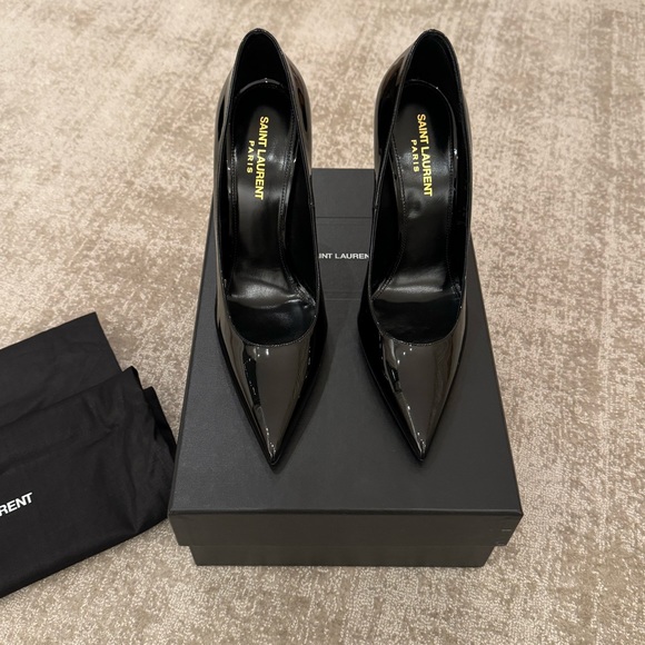 SAINT LAURENT 2023 Marylin 110 Patent Leather Pump Black size 38 - Picture 11 of 12